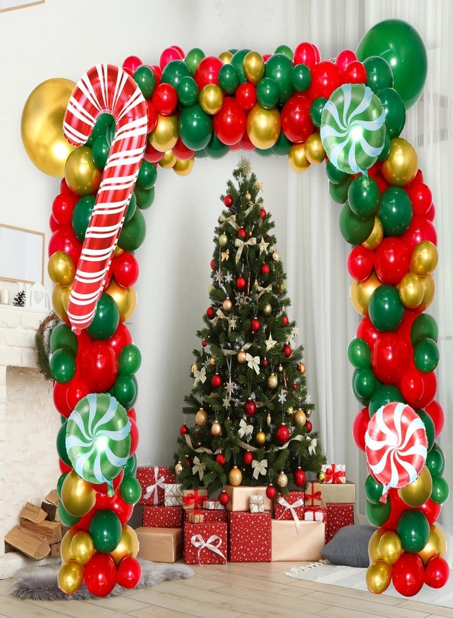 Coosilion 2025 Christmas Party Decorations-Balloon Arch Garland Kit with Green Red Candy Cane Balloons, Merry Christmas Backdrop Banner Tablecloths for XMAS Decorations Supplies - Image 5
